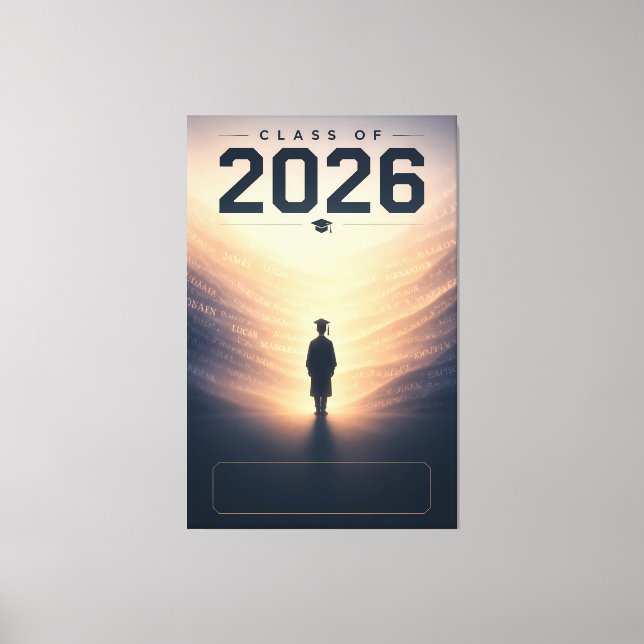 Utryckt examenspresent 2026 med eget namn canvastryck (Framsida)