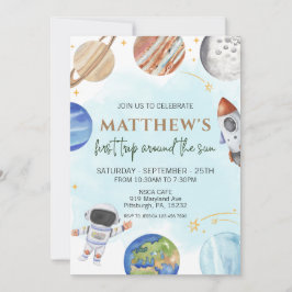 Utrymme 1:a födelsedagen Party första Resa runt So Inbjudningar