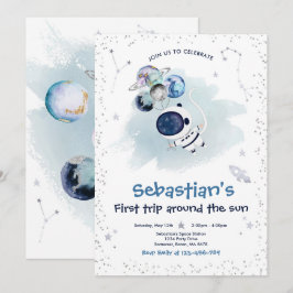 Utrymme 1:a födelsedagen Party första Resa runt So Inbjudningar