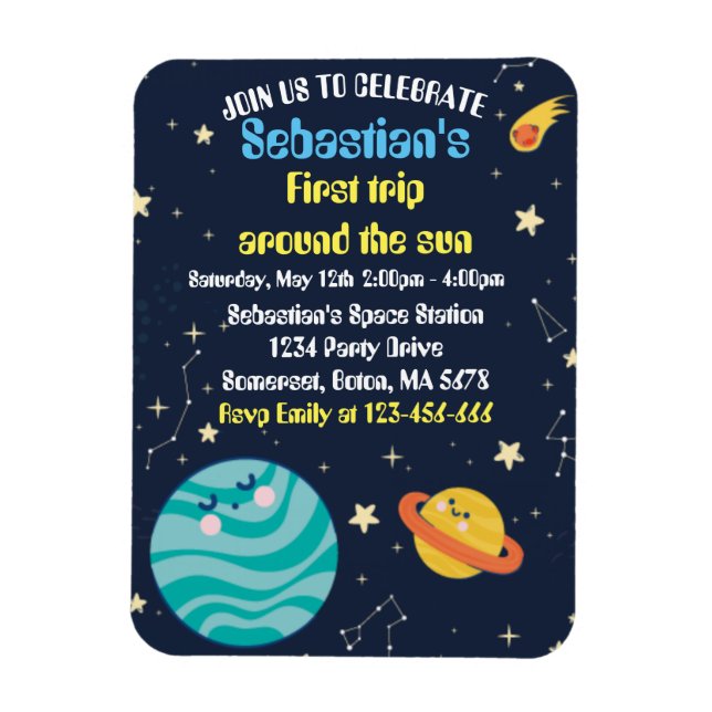 Utrymme 1:a födelsedagen Party första Resa runt So Magnet (Vertikal)