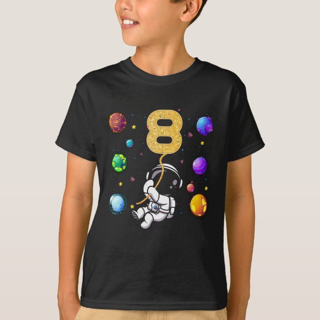 Utrymme 8 år gammal 8: e födelsedagsplanet Astrona T Shirt (Framsida)