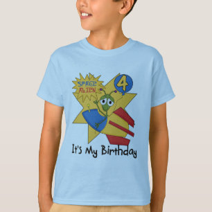 Utrymme Alien 4e födelsedagen T-shirts och present