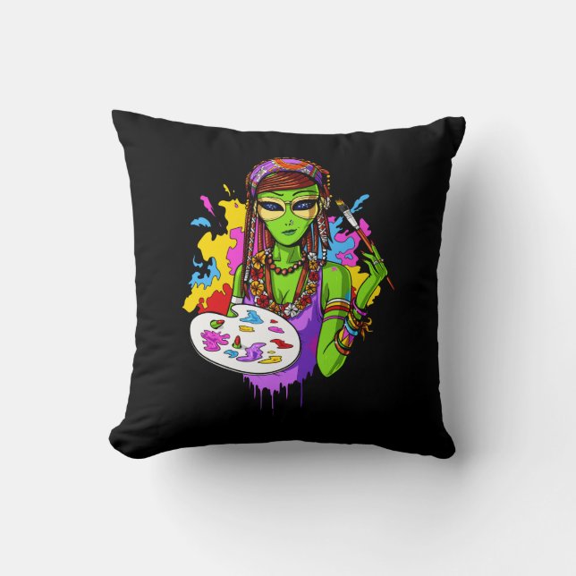 Utrymme Alien Hippie-färgkonstnär Kudde (Framsida)