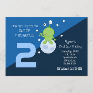 Utrymme Alien Outerspace 5x7 Birthday-inbjudan Inbjudningar