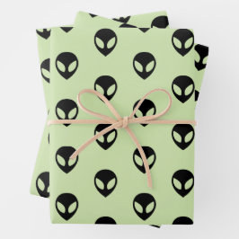Utrymme Alien Wrapping Papper Flat Lakan-uppsättni
