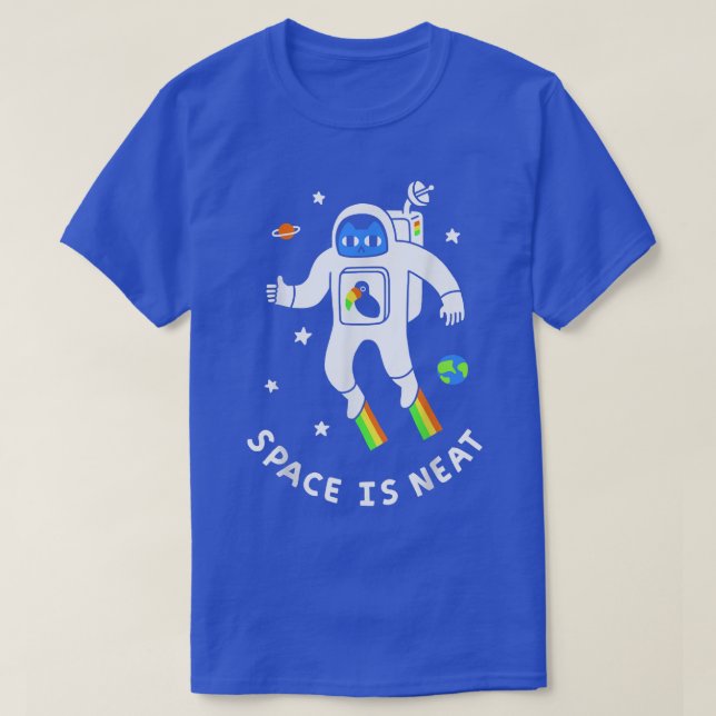 Utrymme är Neat Kat Space Astronaut Regnbåge Yttre T Shirt (Design framsida)