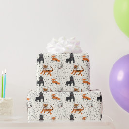 Utrymme är Vild Djurastronauter med mönster Presentpapper