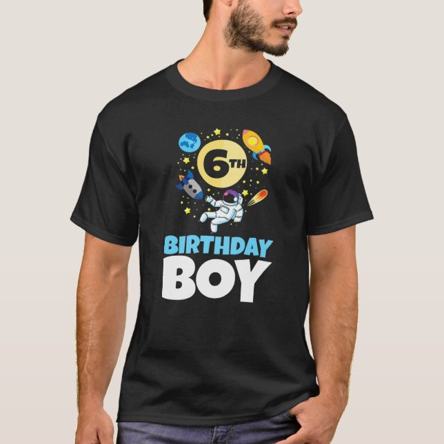 Utrymme Bday 6 Years Astronaut 6e Birthd T Shirt (Framsida)