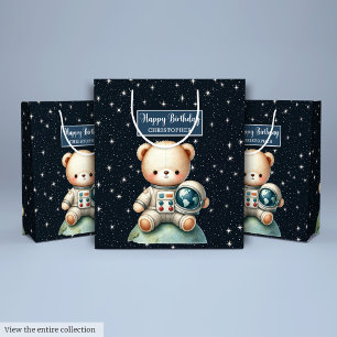 Utrymme Bear Birthday Gift Bag för Astronaut