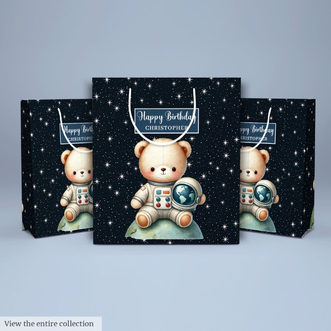 Utrymme Bear Birthday Gift Bag för Astronaut (Space Bear Birthday Gift Bag for Little Astronaut)