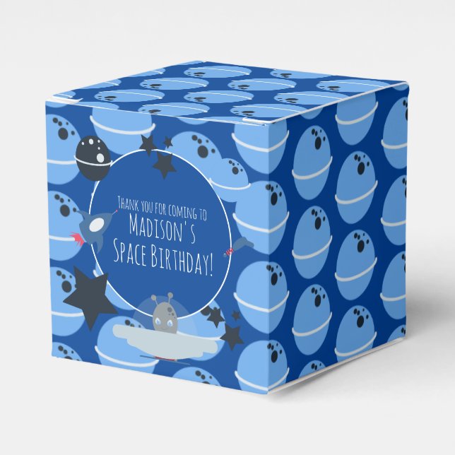 Utrymme Birthday Alien ThLED Blue Favor Box Presentaskar (Framsidan Sidan)