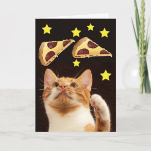 UTRYMME CAT MED PIZZA FÖDELSEDAGSKORT KORT