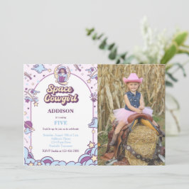 Utrymme Cowgirl Birthday-inbjudan med foto Inbjudningar