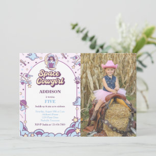 Utrymme Cowgirl Birthday-inbjudan med foto Inbjudningar