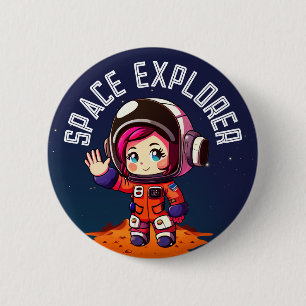 Utrymme Cute Girl i Mars Space Explorer Knapp
