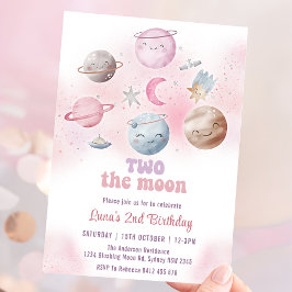 Utrymme Födelsedagsfest 2 Måne 2:a födelsedagen Inbjudningar
