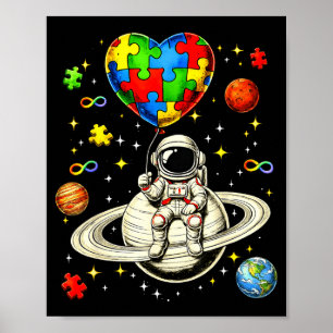 Utrymme för autismmedvetenhet astronaut pussel hjä poster