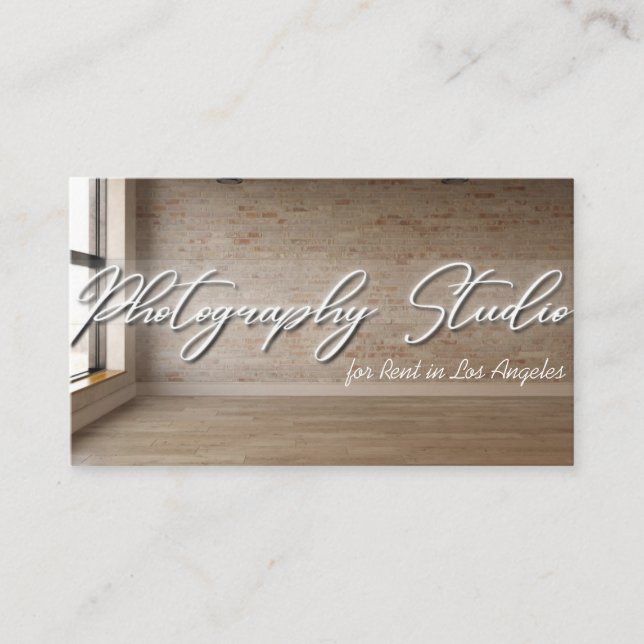 Utrymme för fotostudio för uthyrning visitkort (Framsida)