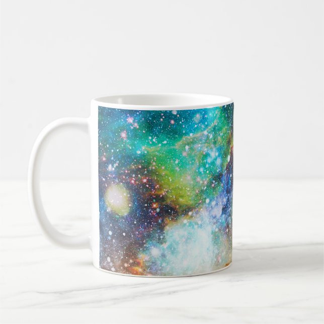 Utrymme för futuristiska, nybörjarbakgrund. kaffemugg (Vänster)