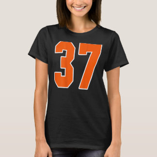 Utrymme för Orange av utskrift, fält 37 för sport T Shirt