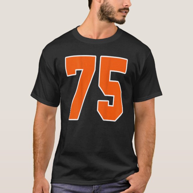 Utrymme för Orange av utskrift, ruta nummer 75 för T Shirt (Framsida)
