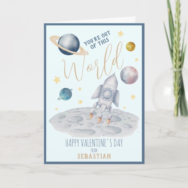Utrymme för Valentines day i vattenfärgsraket Helgkort (Framsida)