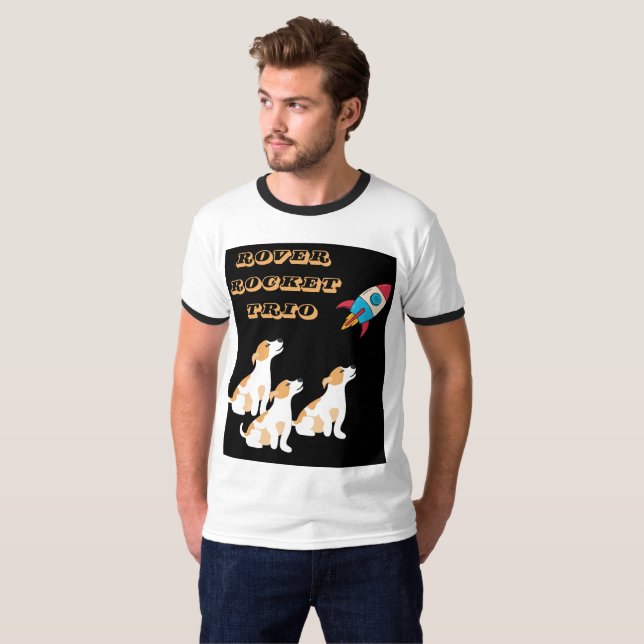 Utrymme Hundar Redo för Liftoff Utforska Galaxy T Shirt (Hel framsida)