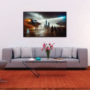 Utrymme i Futuristiska City Poster