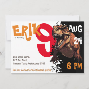 Utrymme in i Äventyr med Ferocious T-Rex Birthday Inbjudningar