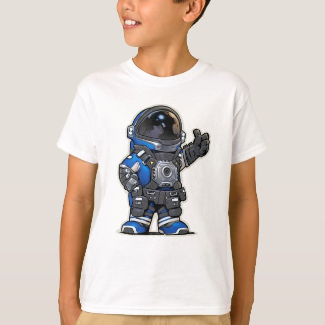 Utrymme Ingenjör Tecknad Kids Tshirt - Blue T Shirt (Framsida)