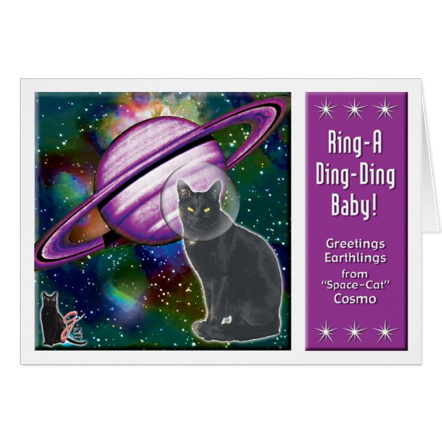 Utrymme-Katt Cosmo Hälsningskort (Framsidan Horizontal)