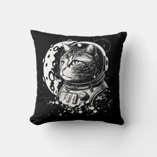 Utrymme kattunge med måne. Astronaut-katt Kudde
