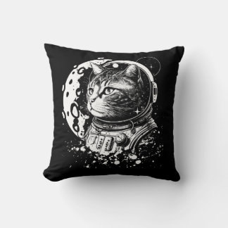 Utrymme kattunge med måne. Astronaut-katt Kudde