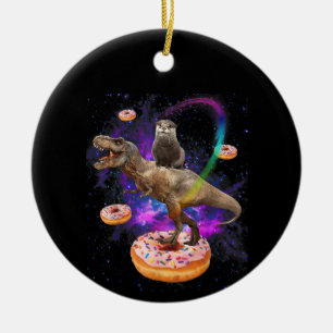 Utrymme med större djup Dinosaur T-Rex Donuts Julgransprydnad Keramik