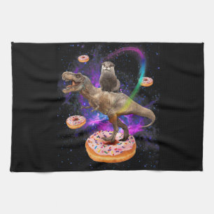 Utrymme med större djup Dinosaur T-Rex Donuts Kökshandduk