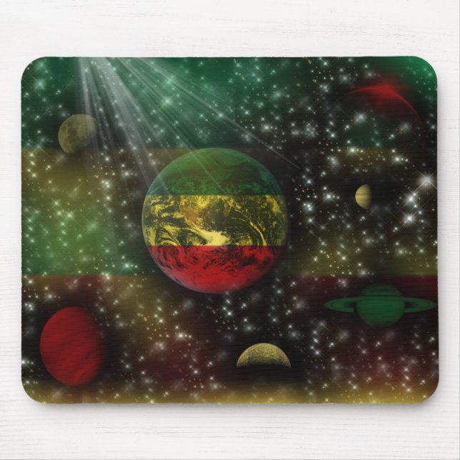 Utrymme Mousepad för Rastafari planetvärld Musmatta (Framsidan)