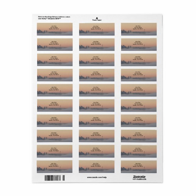 Utrymme Nål ovanför dimadressetiketten Returadress Etikett (Helt Ark)