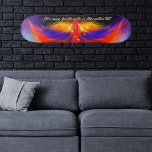 Utrymme Phoenix Wingspan med citatet Mini Skateboard Bräda 18,5 Cm<br><div class="desc">Fiery Phoenix flyger genom rymden på ett blått och lila nebula-moln. Det mousserande klustret av stjärnor som kramar den mytiska fågelns huvud utgör foenix-konstellationen. ♡ Idyllfire</div>