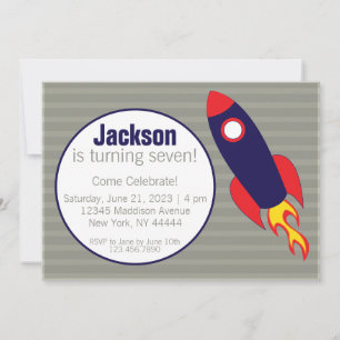 Utrymme, Rocket, Spaceship Birthday Inbjudningar