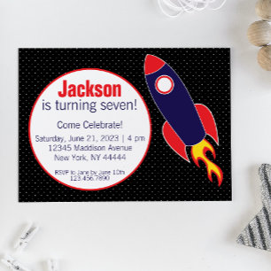 Utrymme, Rocket, Spaceship Birthday Inbjudningar