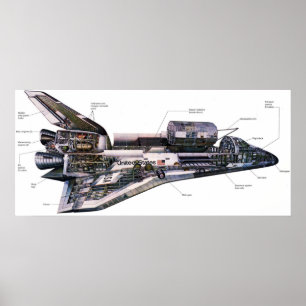 Utrymme Shutle Orbiter Cutaway Illustration Huge k Poster