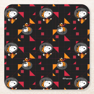 UTRYMME Snoopy Space Kostym Black Mönster Underlägg Papper Kvadrat