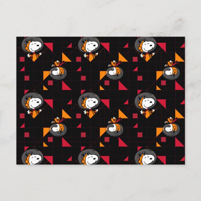 UTRYMME | Snoopy Space Kostym Black Mönster Vykort (Framsida)
