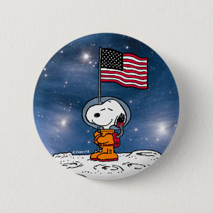 UTRYMME Snopy med Flagga astronaut Knapp