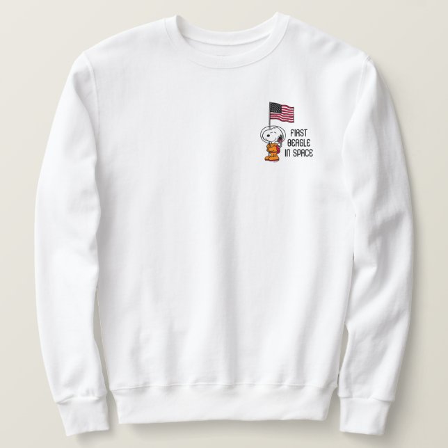 UTRYMME | Snopy med Flagga astronaut Lång Ärmad Tröja (Design framsida)