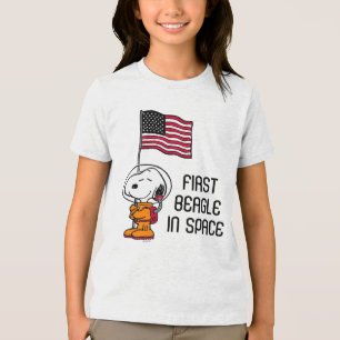 UTRYMME   Snopy med Flagga astronaut T Shirt
