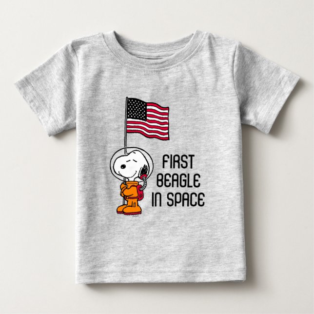 UTRYMME | Snopy med Flagga astronaut T Shirt (Framsida)