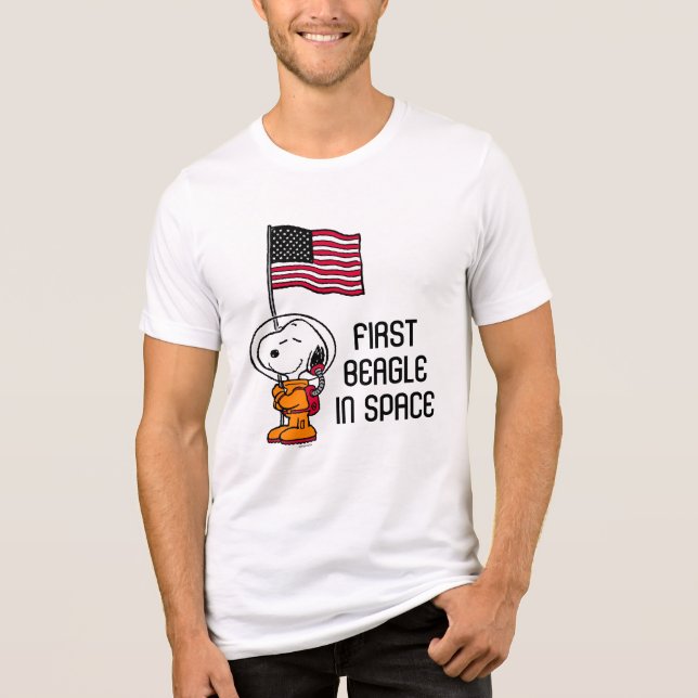 UTRYMME | Snopy med Flagga astronaut T Shirt (Framsida)
