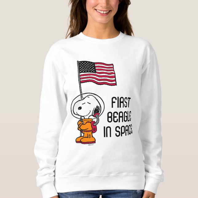 UTRYMME | Snopy med Flagga astronaut T Shirt (Framsida)