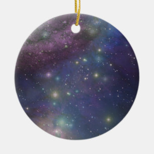 Utrymme, stjärnor, galaxer och nebulas julgransprydnad keramik